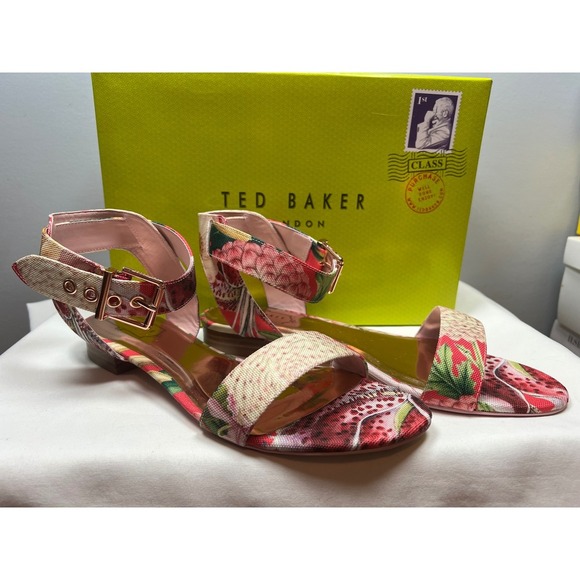NWT Ted Baker London Leeban Sandals, Encyclopaedia Floral, Size 9 - Picture 1 of 13
